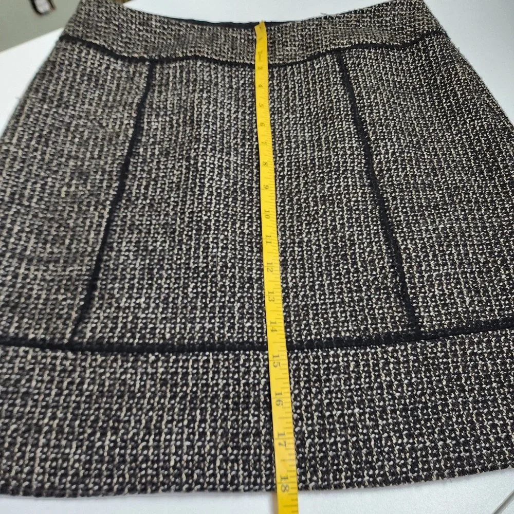 Halogen Womens Tweed Mini Skirt Size 6 Black‎ Tan Wool Blend Textured A-Line